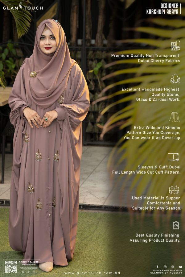 Designer Karchupi Kaftan Abaya-1 - Image 3