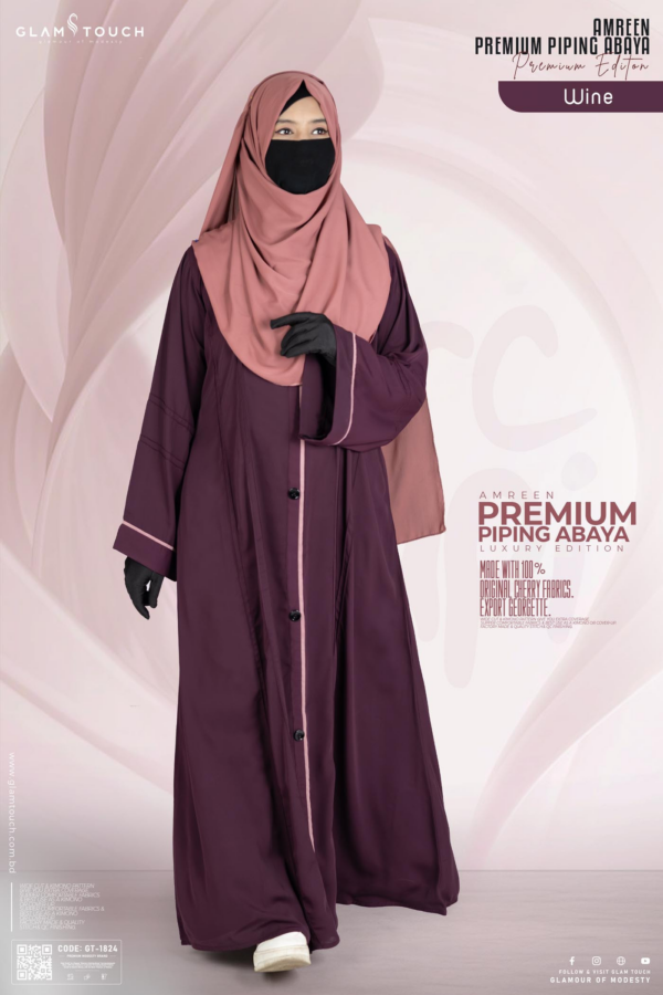 Glam Touch Premium Quality Amreen Piping Abaya (Copy)