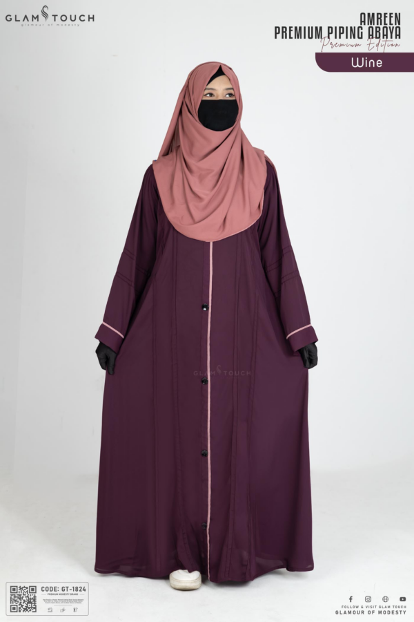 Glam Touch Premium Quality Amreen Piping Abaya (Copy) - Image 2