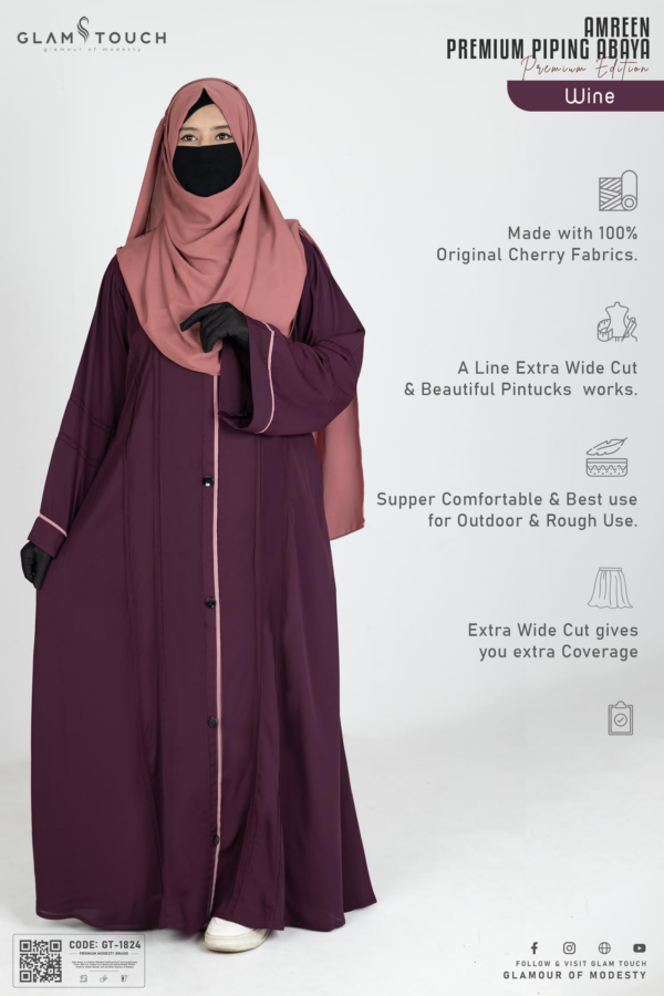 Glam Touch Premium Quality Amreen Piping Abaya (Copy) - Image 3